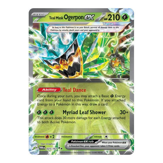 Teal Mask Ogerpon ex - 025/167 (TWM) #025/167 Double Rare (Holofoil Near Mint) SV06: Twilight Masquerade Pokemon: 2024