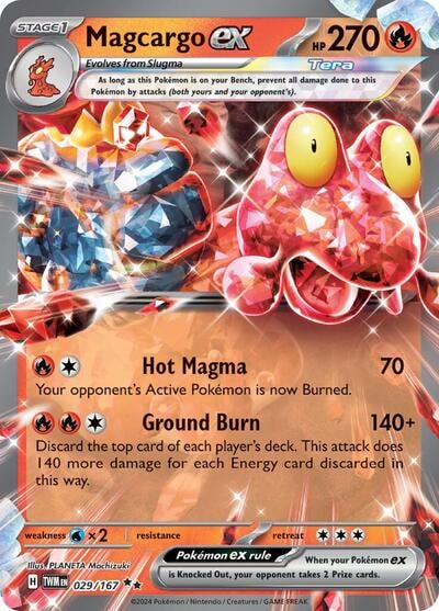Magcargo ex - 029/167 (TWM) #029/167 Double Rare (Holofoil Lightly Played) SV06: Twilight Masquerade Pokemon: 2024