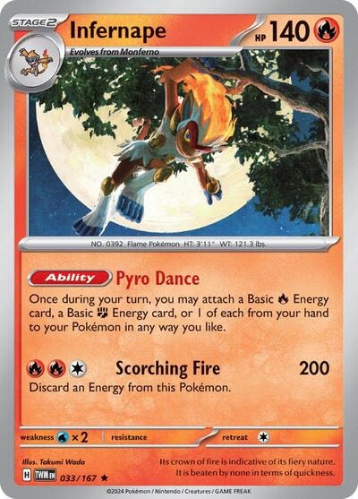 Infernape - 033/167 (TWM) #033/167 Rare (Holofoil Lightly Played) SV06: Twilight Masquerade Pokemon: 2024