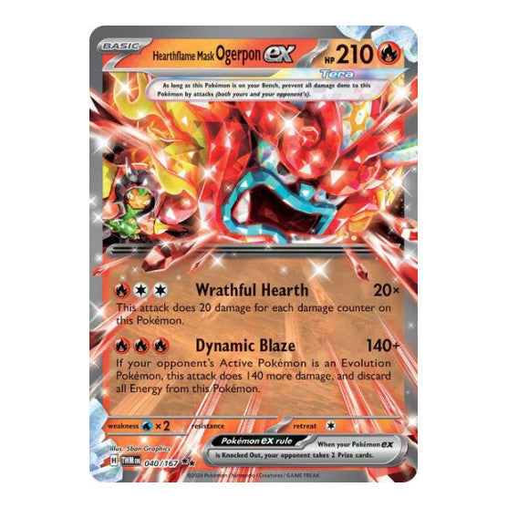 Hearthflame Mask Ogerpon ex 040 167 (TWM) #040/167 Double Rare (Holofoil Near Mint) SV06: Twilight Masquerade Pokemon: 2024