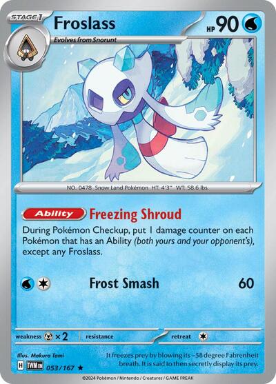 Froslass 053 167 (TWM) #053/167 Rare (Holofoil Near Mint) SV06: Twilight Masquerade Pokemon: 2024