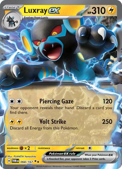 Luxray ex 068 167 (TWM) #068/167 Double Rare (Holofoil Near Mint) SV06: Twilight Masquerade Pokemon: 2024