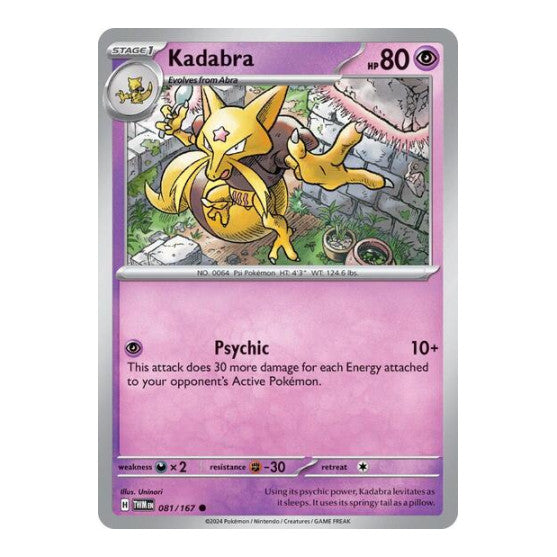 Kadabra (TWM) #081/167 Common (Reverse Holofoil Lightly Played) SV06: Twilight Masquerade Pokemon: 2024