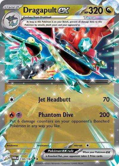 Dragapult ex - 130/167 (TWM) #130/167 Double Rare (Holofoil Near Mint) SV06: Twilight Masquerade Pokemon: 2024