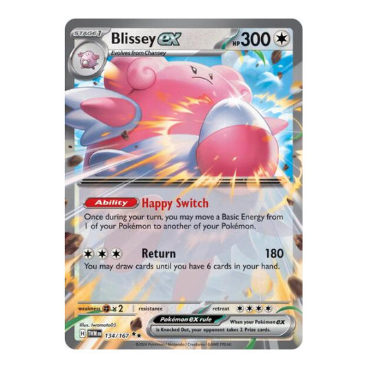 Blissey ex - 134/167 (TWM) #134/167 Double Rare (Holofoil Near Mint) SV06: Twilight Masquerade Pokemon: 2024