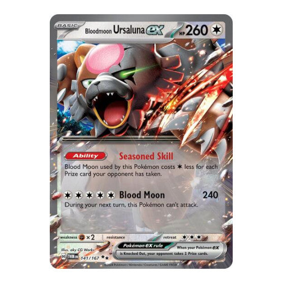 Bloodmoon Ursaluna ex - 141/167 (TWM) #141/167 Double Rare (Holofoil Near Mint) SV06: Twilight Masquerade Pokemon: 2024