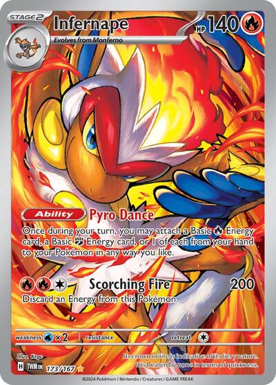 Infernape 173 167 (TWM) #173/167 Illustration Rare (Holofoil Near Mint) SV06: Twilight Masquerade Pokemon: 2024
