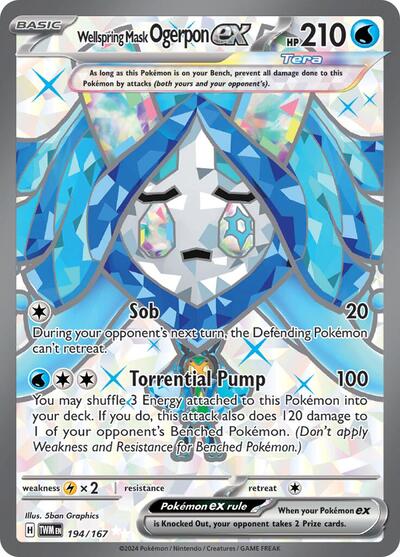 Wellspring Mask Ogerpon ex 194 167 (TWM) #194/167 Ultra Rare (Holofoil Near Mint) SV06: Twilight Masquerade Pokemon: 2024
