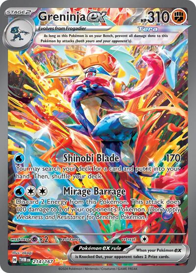 Greninja ex 214 167 (TWM) #214/167 Special Illustration Rare (Holofoil Near Mint) SV06: Twilight Masquerade Pokemon: 2024