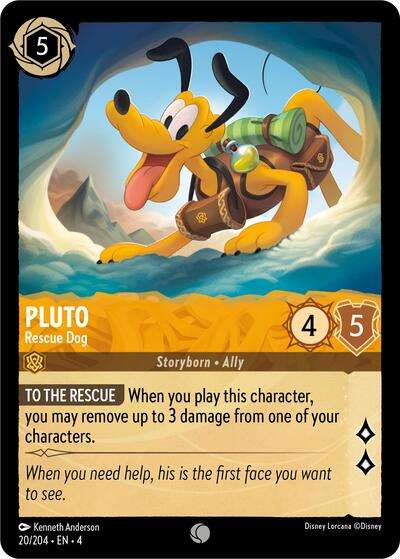 Pluto Rescue Dog (4) #20/204 Common (Near Mint) Ursula's Return Disney Lorcana: 2024