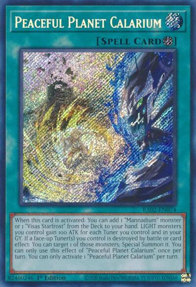 Peaceful Planet Calarium Secret Rare (RA02) #RA02-EN074 Secret Rare (1st Edition Near Mint) 25th Anniversary Rarity Collection II YuGiOh: 2024