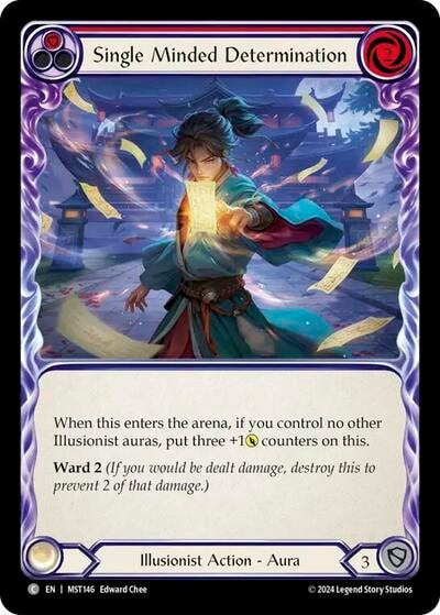 Single Minded Determination Red (MST) #MST146 Common (Lightly Played) Part the Mistveil Flesh and Blood TCG: 2024