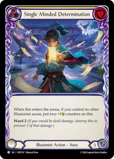 Single Minded Determination Yellow (MST) #MST147 Common (Lightly Played) Part the Mistveil Flesh and Blood TCG: 2024