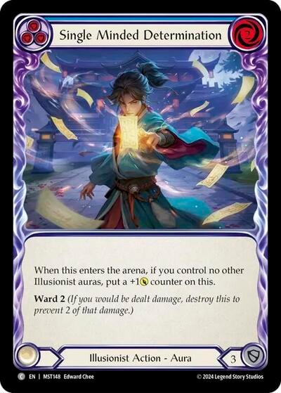 Single Minded Determination Blue (MST) #MST148 Common (Lightly Played) Part the Mistveil Flesh and Blood TCG: 2024