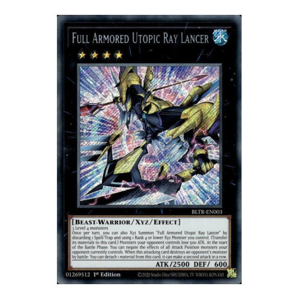 Full Armored Utopic Ray Lancer (BLTR) #BLTR-EN003 Secret Rare (1st Edition Near Mint) Battles of Legend: Terminal Revenge YuGiOh: 2024