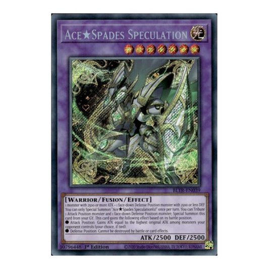 Ace Spades Speculation (BLTR) #BLTR-EN039 Secret Rare (1st Edition Near Mint) Battles of Legend: Terminal Revenge YuGiOh: 2024