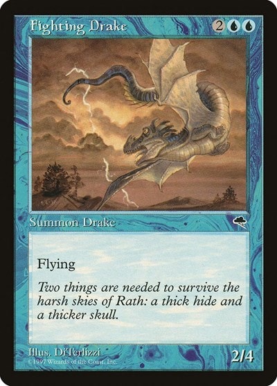 Fighting Drake (TMP) #63 Uncommon (Lightly Played) Tempest Magic: The Gathering: 1997
