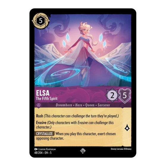 Elsa The Fifth Spirit (5) #48/204 Super Rare (Cold Foil Near Mint) Shimmering Skies Disney Lorcana: 2024