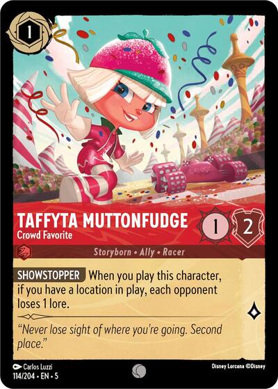 Taffyta Muttonfudge - Crowd Favorite (5) #114/204 Common (Near Mint) Shimmering Skies Disney Lorcana: 2024