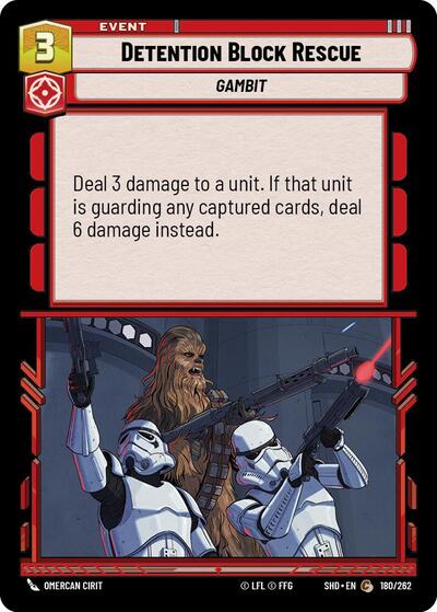 Detention Block Rescue (SHD) #180/262 Common (Near Mint) Shadows of the Galaxy Star Wars: Unlimited: 2024