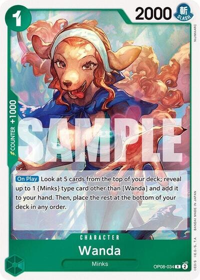Wanda (OP08) #OP08-034 Rare (Foil Lightly Played) Two Legends One Piece Card Game: 2024