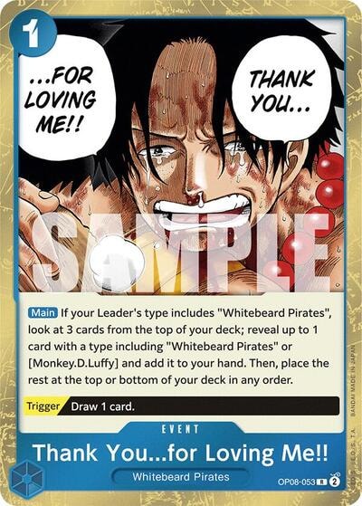 Thank You...for Loving Me!! (OP08) #OP08-053 Rare (Foil Lightly Played) Two Legends One Piece Card Game: 2024