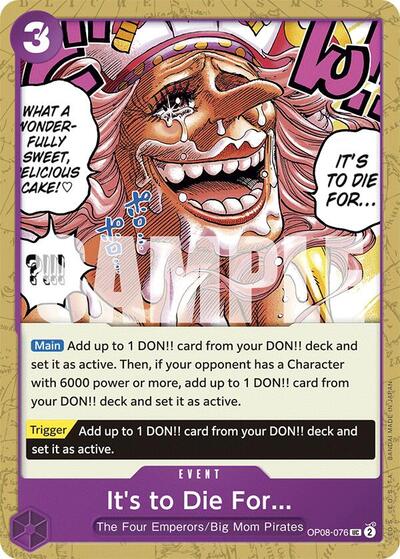 Its to Die For (OP08) #OP08-076 Uncommon (Near Mint) Two Legends One Piece Card Game: 2024