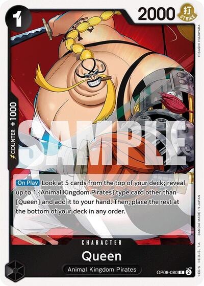 Queen (OP08) #OP08-080 Rare (Foil Lightly Played) Two Legends One Piece Card Game: 2024