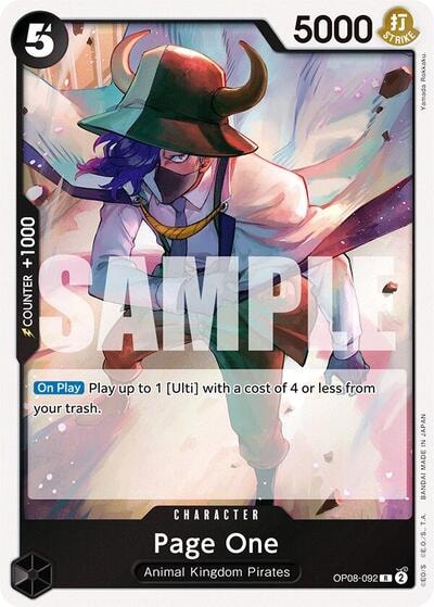 Page One (OP08) #OP08-092 Rare (Foil Lightly Played) Two Legends One Piece Card Game: 2024