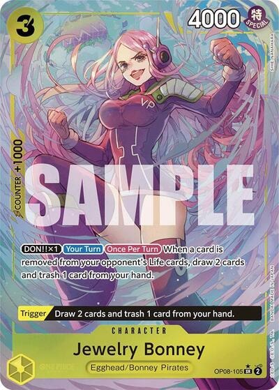 Jewelry Bonney Parallel (OP08) #OP08-105 Secret Rare (Foil Lightly Played) Two Legends One Piece Card Game: 2024