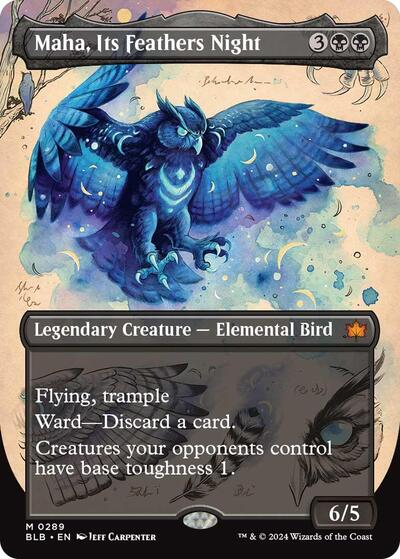 Maha Its Feathers Night Borderless (BLB) #289 Mythic Rare (Lightly Played) Bloomburrow Magic: The Gathering: 2024