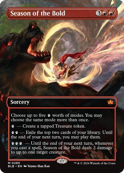 Season of the Bold Borderless (BLB) #285 Mythic Rare (Foil Near Mint) Bloomburrow Magic: The Gathering: 2024