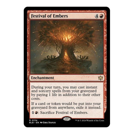 Festival of Embers (BLB) #134 Rare (Lightly Played) Bloomburrow Magic: The Gathering: 2024
