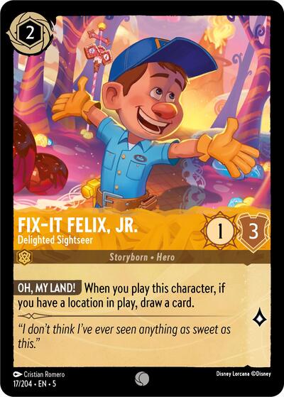 Fix-It Felix, Jr. - Delighted Sightseer (5) #17/204 Common (Near Mint) Shimmering Skies Disney Lorcana: 2024