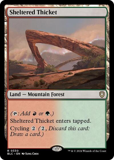 Sheltered Thicket (BLC) #330 Rare (Near Mint) Commander: Bloomburrow Magic: The Gathering: 2024