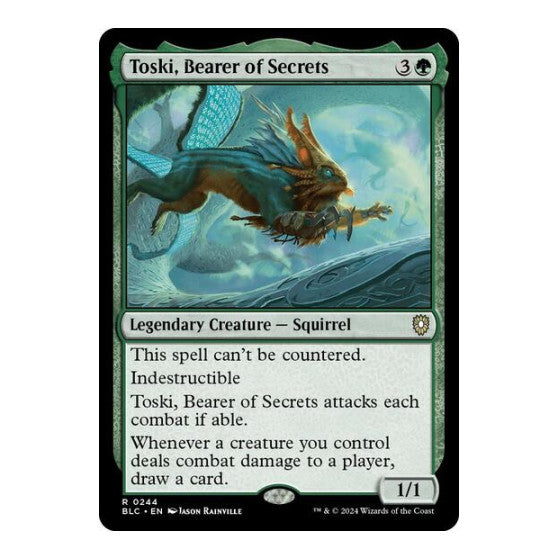 Toski, Bearer of Secrets (BLC) #244 Rare (Lightly Played) Commander: Bloomburrow Magic: The Gathering: 2024