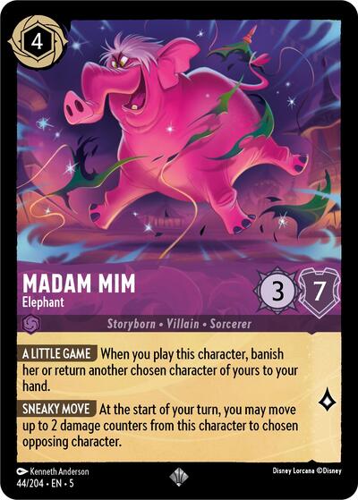 Madam Mim Elephant (5) #44/204 Super Rare (Near Mint) Shimmering Skies Lorcana TCG: 2024