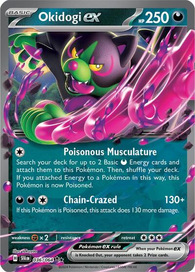 Okidogi ex 036 064 (SFA) #036/064 Double Rare (Holofoil Near Mint) SV: Shrouded Fable Pokemon: 2024