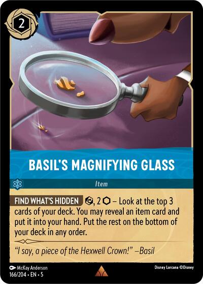 Basils Magnifying Glass (5) #166/204 Rare (Near Mint) Shimmering Skies Disney Lorcana: 2024