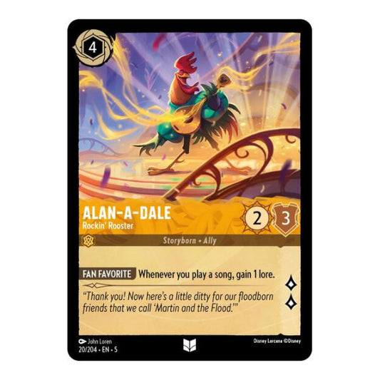 Alan-A-Dale - Rockin' Rooster (5) #20/204 Uncommon (Near Mint) Shimmering Skies Disney Lorcana: 2024