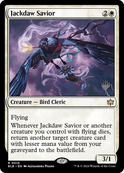 Jackdaw Savior (PPBLB) #18p Rare (Lightly Played) Promo Pack: Bloomburrow Magic: The Gathering: 2024