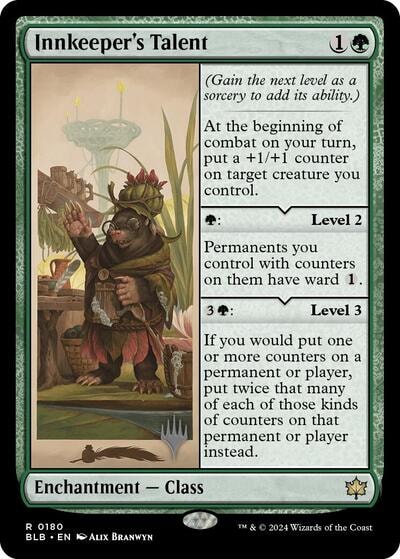 Innkeeper's Talent (PPBLB) #180 Rare (Foil Near Mint) Promo Pack: Bloomburrow Magic: The Gathering: 2024