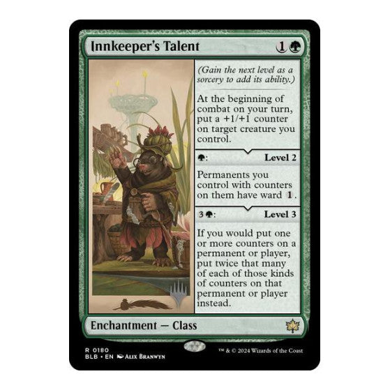 Innkeepers Talent (PPBLB) #180 Rare (Foil Near Mint) Promo Pack: Bloomburrow Magic: The Gathering: 2024