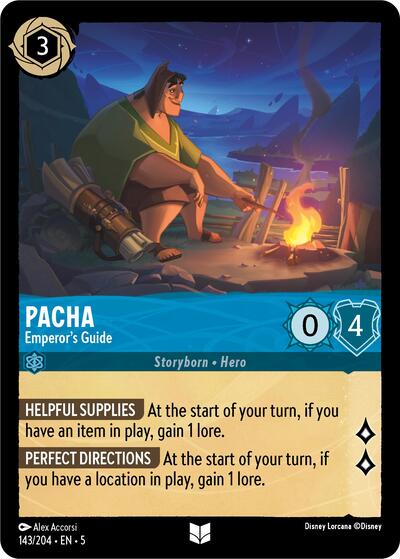 Pacha - Emperor's Guide (5) #143/204 Uncommon (Near Mint) Shimmering Skies Disney Lorcana: 2024
