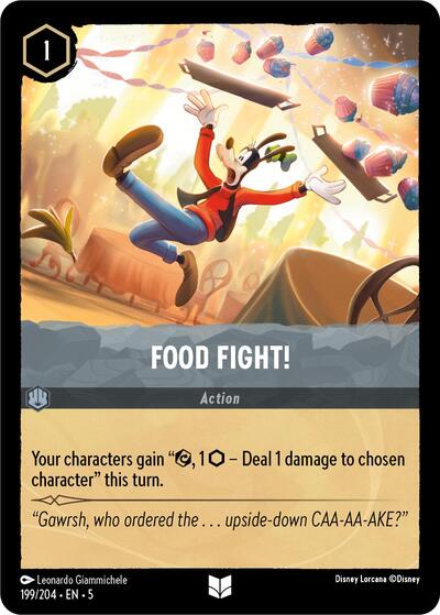 Food Fight (5) #199/204 Uncommon (Near Mint) Shimmering Skies Lorcana TCG: 2024