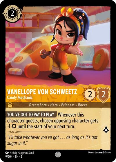 Vanellope von Schweetz Candy Mechanic (5) #9/204 Common (Near Mint) Shimmering Skies Disney Lorcana: 2024