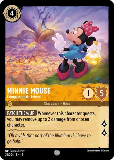 Minnie Mouse Compassionate Friend (5) #24/204 Common (Near Mint) Shimmering Skies Disney Lorcana: 2024