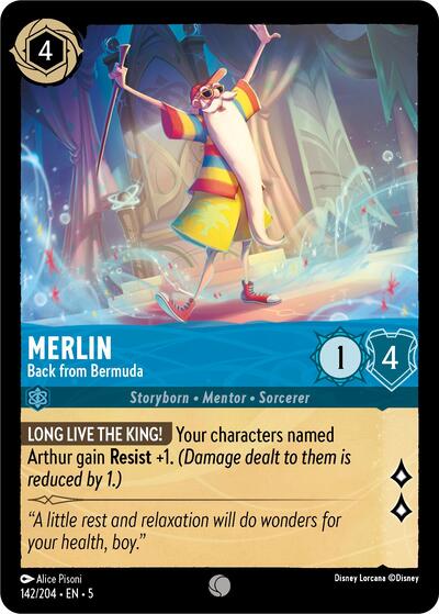 Merlin - Back from Bermuda (5) #142/204 Common (Near Mint) Shimmering Skies Disney Lorcana: 2024