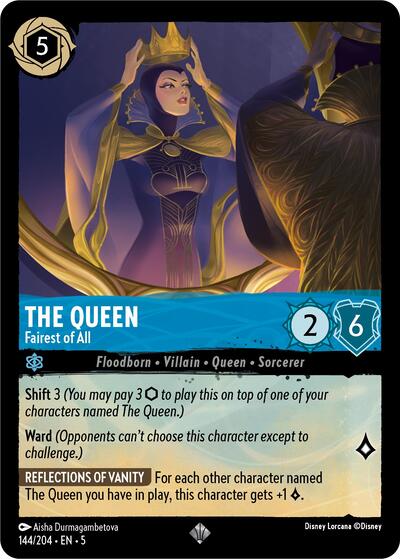 The Queen Fairest of All (5) #144/204 Super Rare (Near Mint) Shimmering Skies Lorcana TCG: 2024
