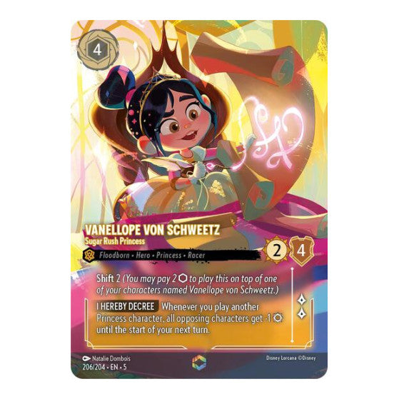 Vanellope von Schweetz - Sugar Rush Princess (Enchanted) (5) #206/204 Enchanted (Holofoil Near Mint) Shimmering Skies Disney Lorcana: 2024